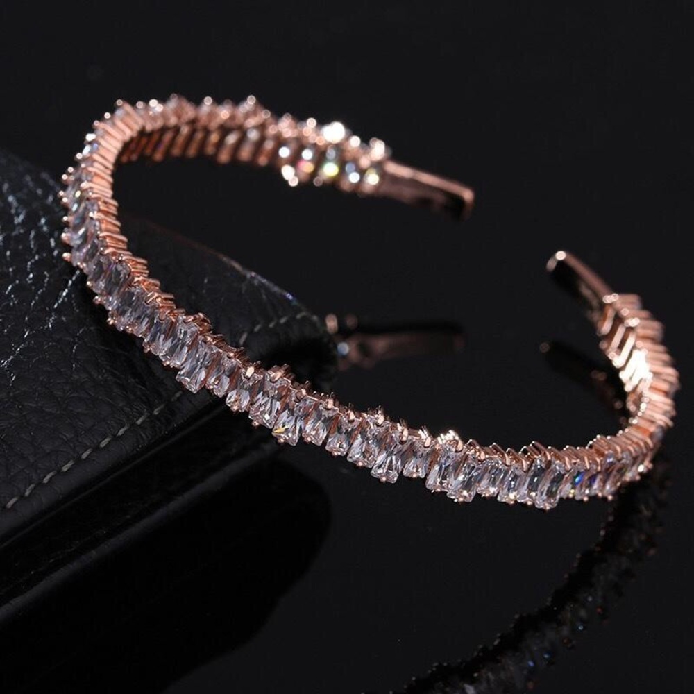 Rose Gold Baguette Cuff Bracelet